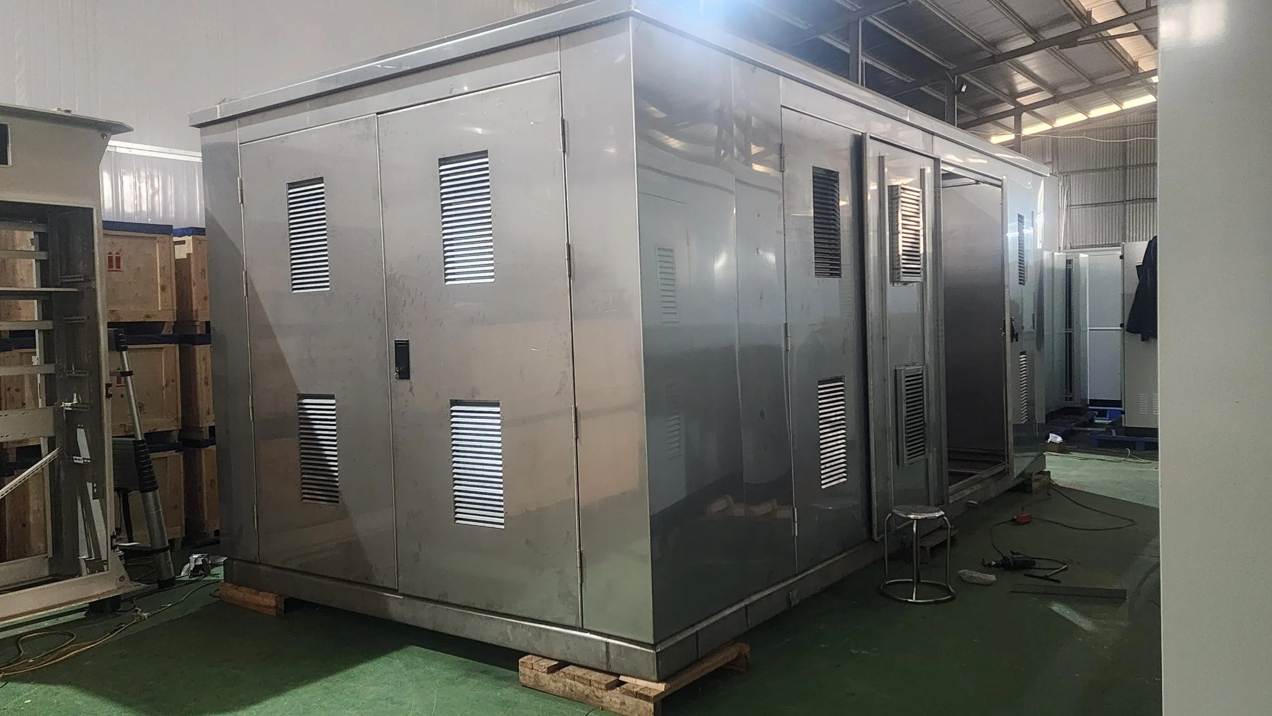 Sản Xuất vỏ trạm kiosk inox 304 2 máy biến áp 560kva tại hà nội